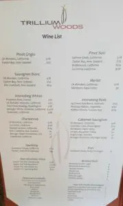 wine list