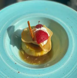 a dessert with strawberries