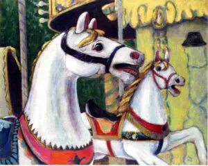 painted mural of a carousel at trillium woods