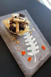 a dessert with chocolate