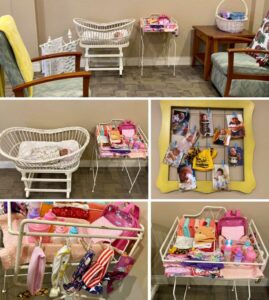 Memory care station with nursery items