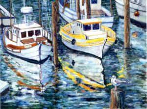 acrylic painting of sailboats