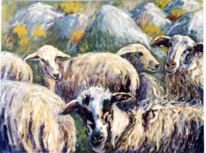 mural painting of group of sheep