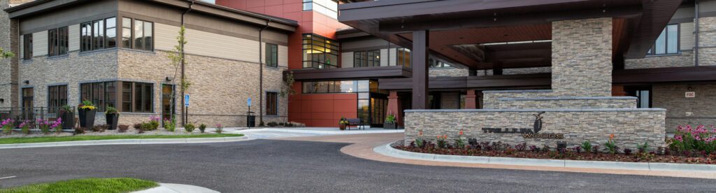 Exterior view of Trillium Woods' front drive