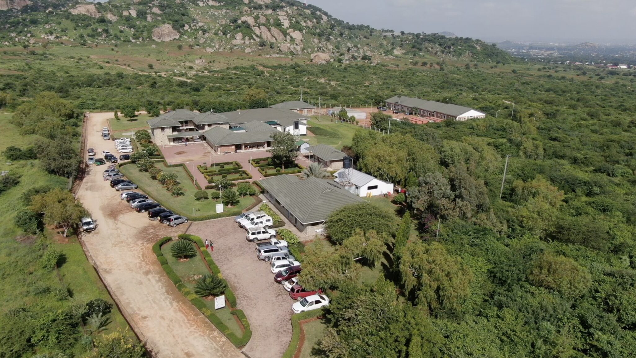 Aerial view of volunteering center in Tanzania