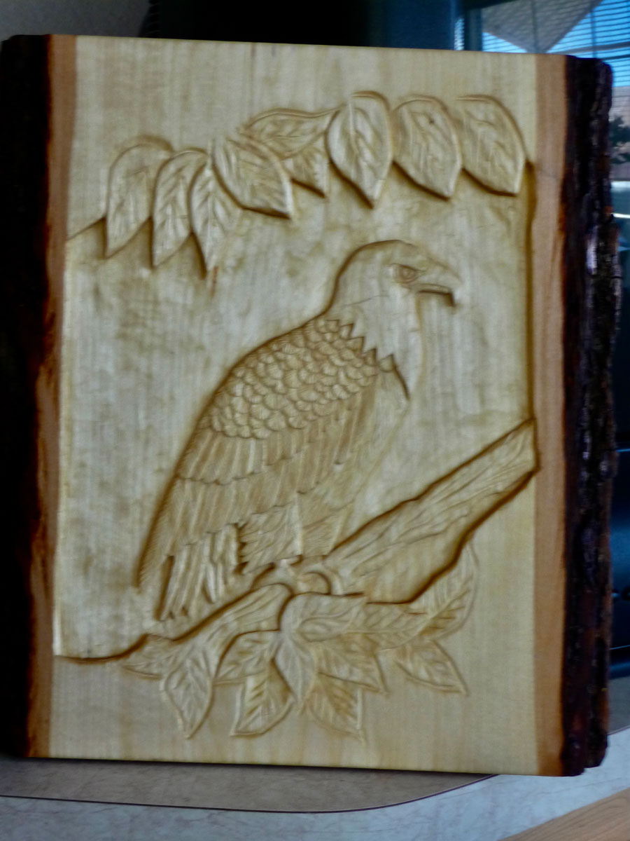 eagle made out of wood at Trillium Woods