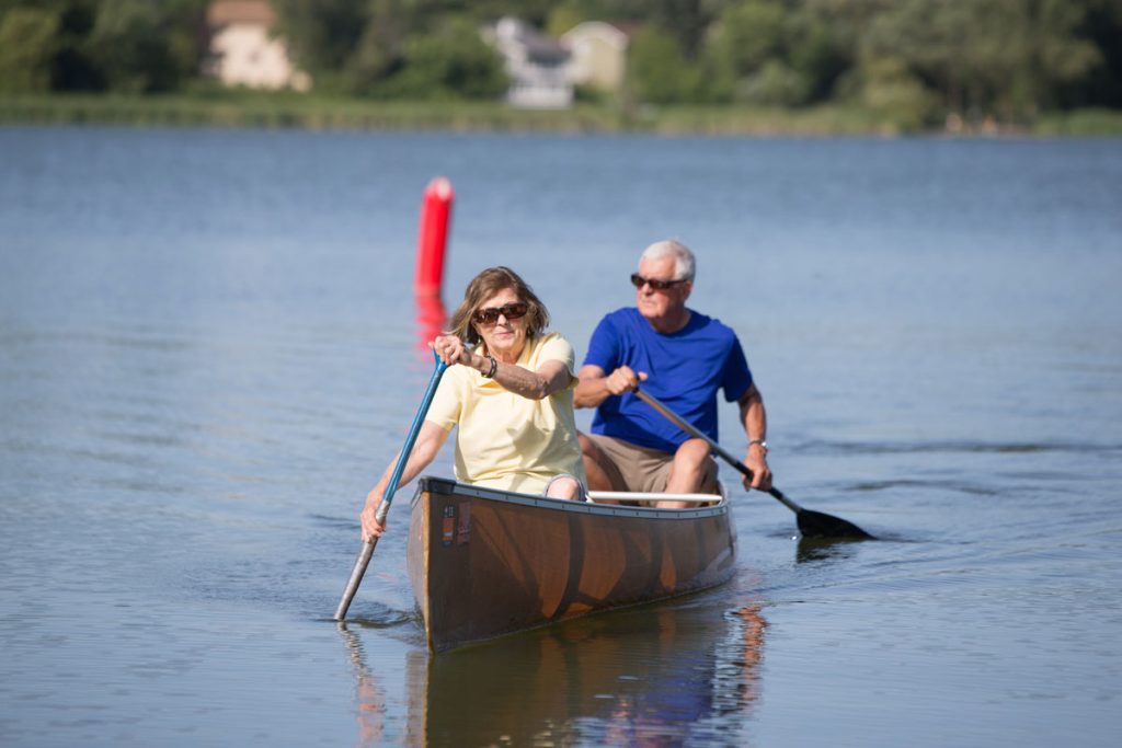 Senior couple canoeing
