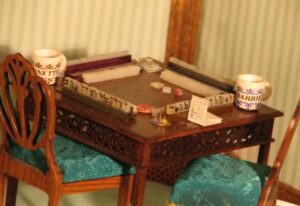 Trillium Woods Resident Artist Barbie Andreason's miniature table